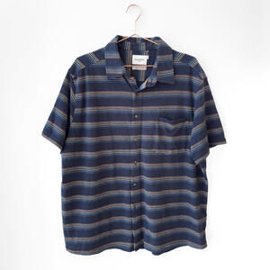 Goodfellow Navy Blue Stripe Jersey Button Down Shirt Size XL